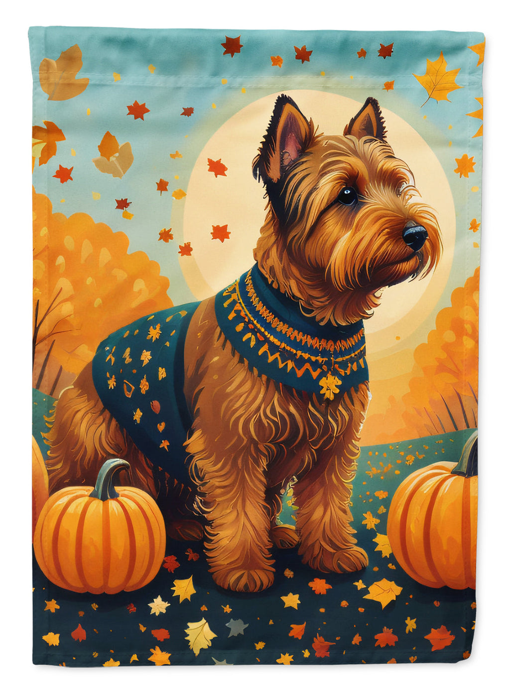 Welsh Terrier Fall House Flag 28x40 Porch Sleeve Pole Decorative Outside Yard Banner Artwork Wall Hanging, Polyester