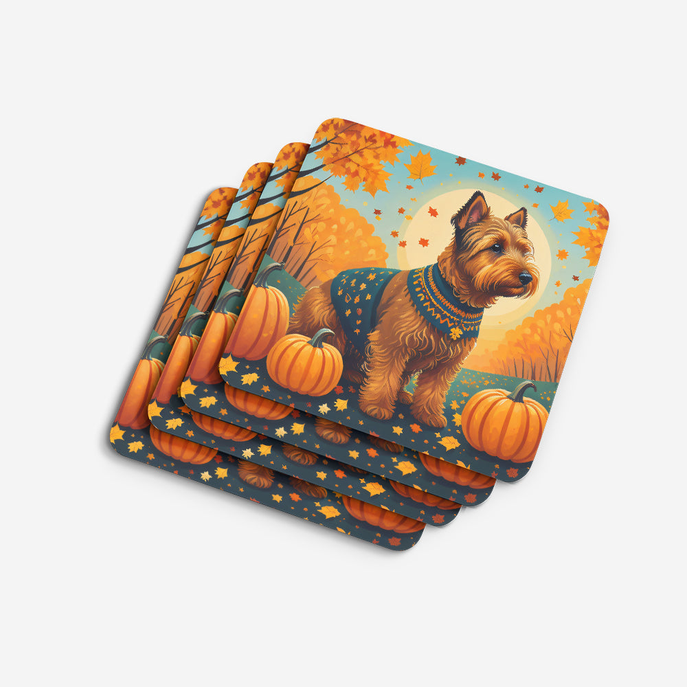 Welsh Terrier Fall Foam Coasters Set of 4 Cup Coasters for Indoor Outdoor, Tabletop Protection, Anti Slip, Mouse pad Material