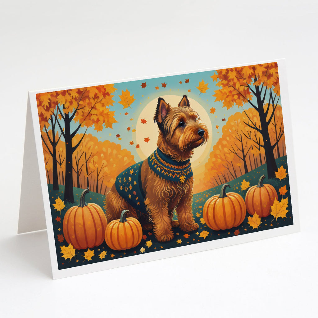 Welsh Terrier Fall Greeting Cards Pack of 8 Blank Cards with Envelopes Whimsical A7 Size 5x7