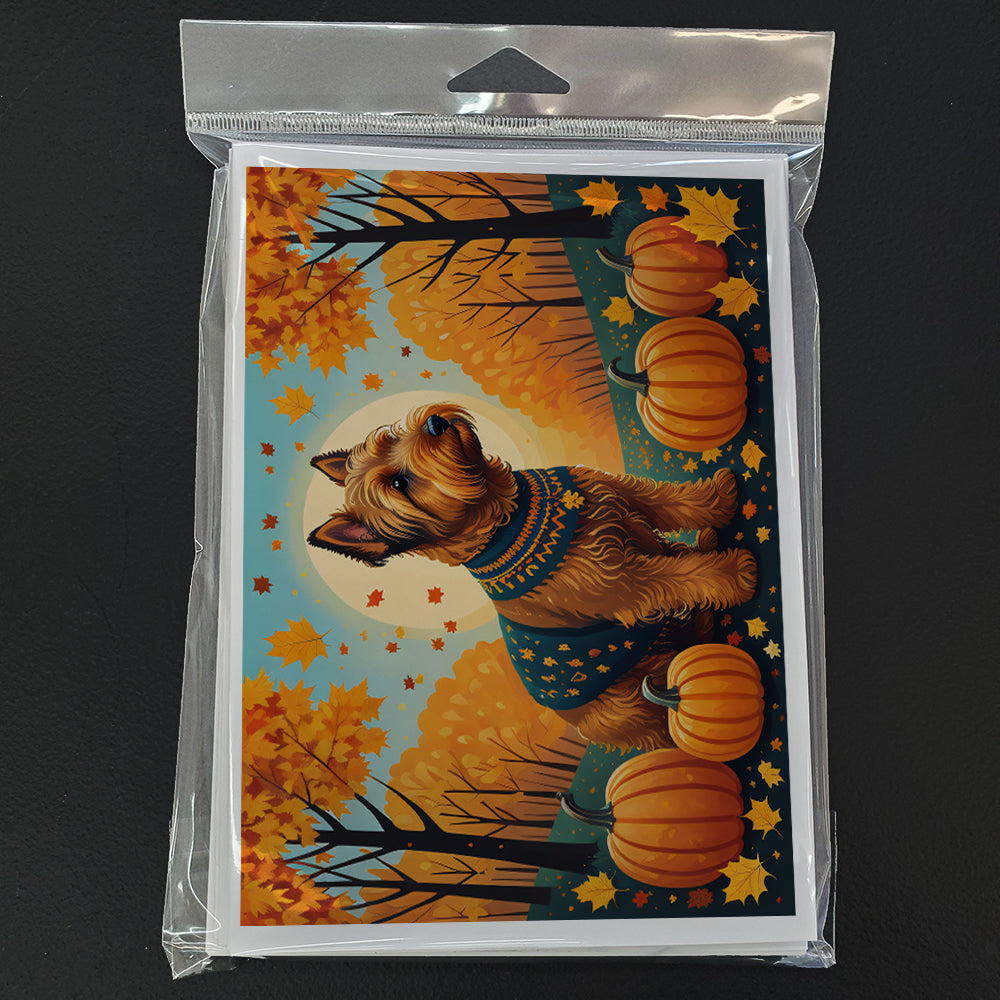 Welsh Terrier Fall Greeting Cards Pack of 8 Blank Cards with Envelopes Whimsical A7 Size 5x7