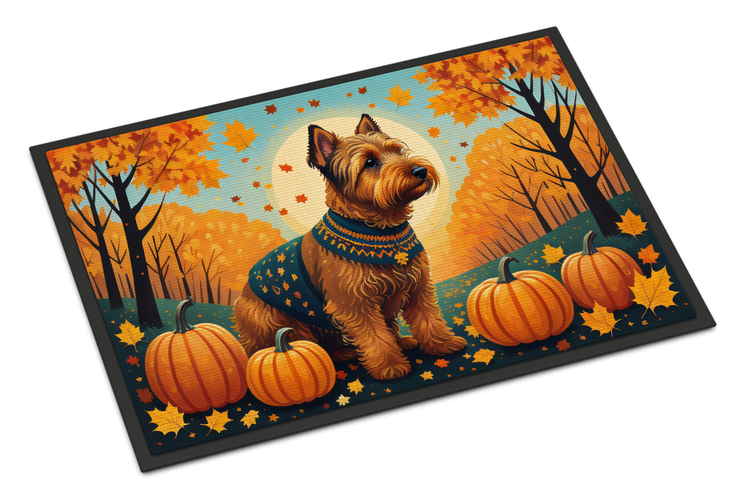 Welsh Terrier Fall Doormat Indoor Outdoor 24H X 36W Front Door Mat Rugs for Entryway, Non Slip Washable Low Pile,