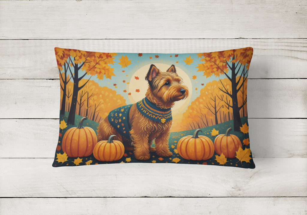 Welsh Terrier Fall Decorative Throw Pillow 12x16 Indoor Outdoor Accent Cushion, Fabric Cover with Insert for Sofa, Bed, Porch & Living Room