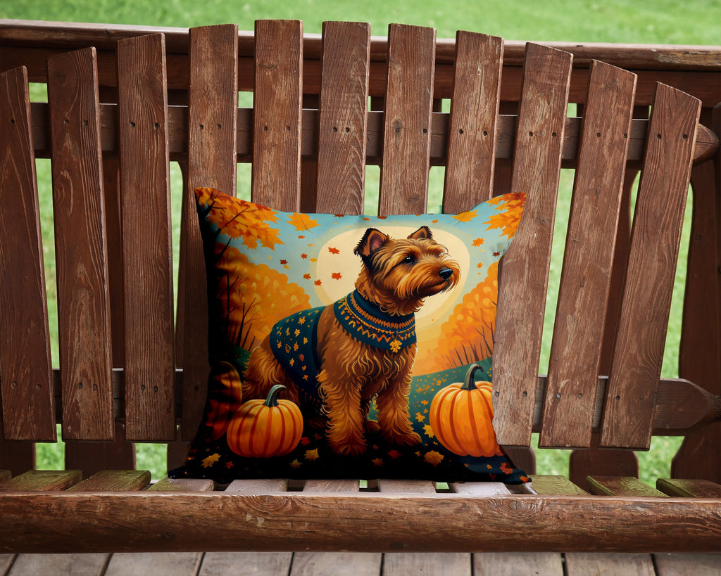 Welsh Terrier Fall Decorative Throw Pillow 14x14 Indoor Outdoor Accent Cushion, Fabric Cover with Insert for Sofa, Bed, Porch & Living Room
