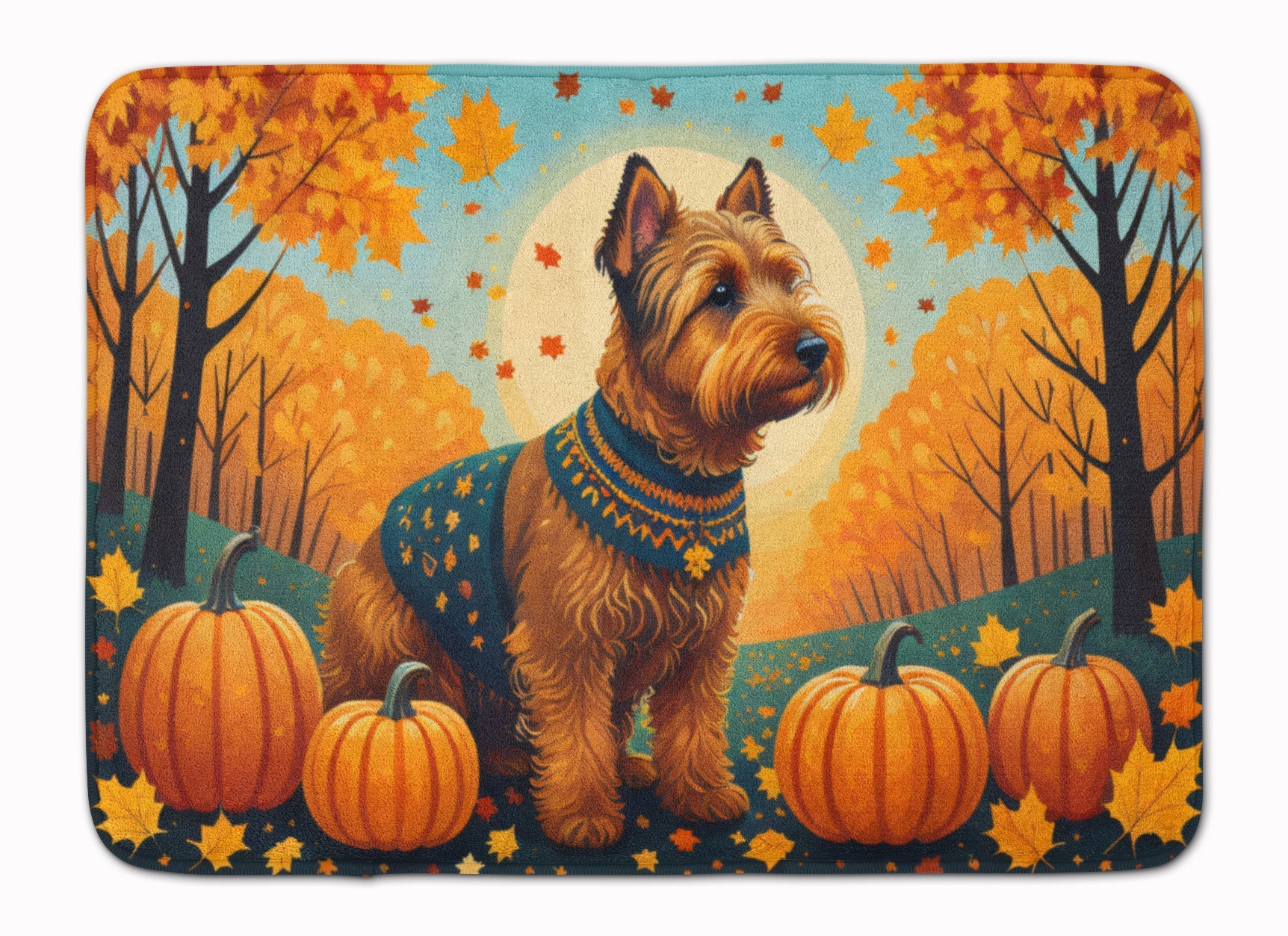 Welsh Terrier Fall Memory Foam Kitchen Mat Machine Washable Anti-Fatigue Cushion Comfort Bath or Kitchen Rug