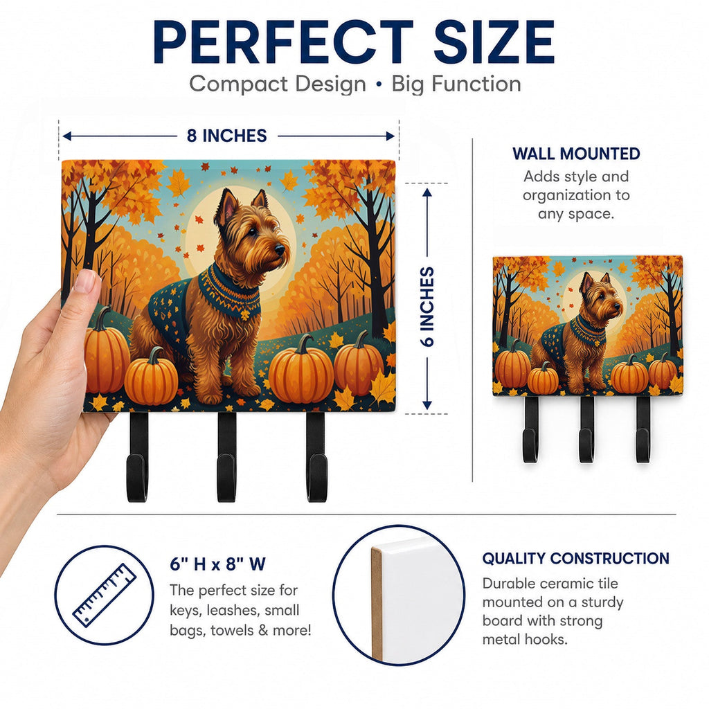 Welsh Terrier Fall Leash or Key Holder Wall Hooks, Coat Rack Wall Mount, for Hanging Keys, Towels, Aprons, Leashes