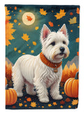 Westie Fall House Flag 28x40 Porch Sleeve Pole Decorative Outside Yard Banner Artwork Wall Hanging, Polyester