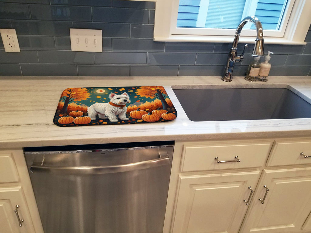 Westie Fall Dish Drying Mat Absorbent Dish Drying Mat Pad for Kitchen Counter Dish Drainer Mat for Countertop, 14 x 21", Multicolor