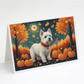 Westie Fall Greeting Cards Pack of 8 Blank Cards with Envelopes Whimsical A7 Size 5x7