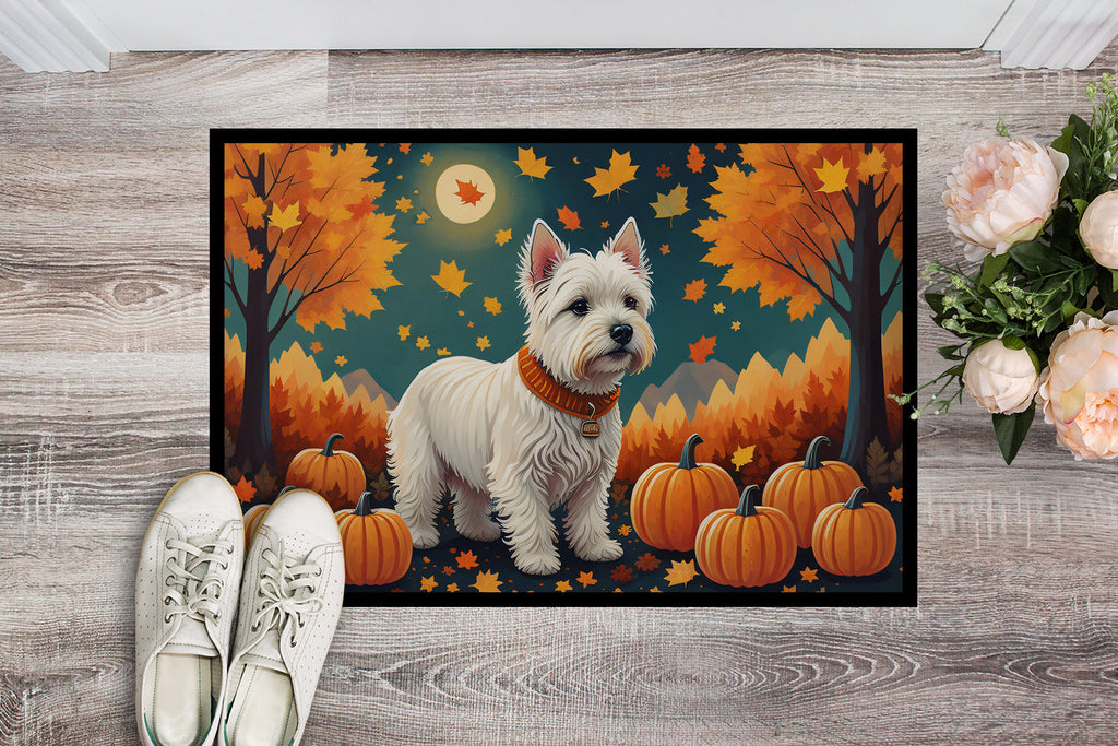 Westie Fall Doormat Indoor Outdoor 24H X 36W Front Door Mat Rugs for Entryway, Non Slip Washable Low Pile,
