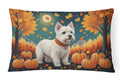 Westie Fall Decorative Throw Pillow 12x16 Indoor Outdoor Accent Cushion, Fabric Cover with Insert for Sofa, Bed, Porch & Living Room