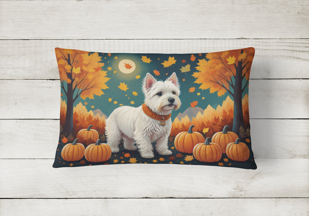 Westie Fall Decorative Throw Pillow 12x16 Indoor Outdoor Accent Cushion, Fabric Cover with Insert for Sofa, Bed, Porch & Living Room