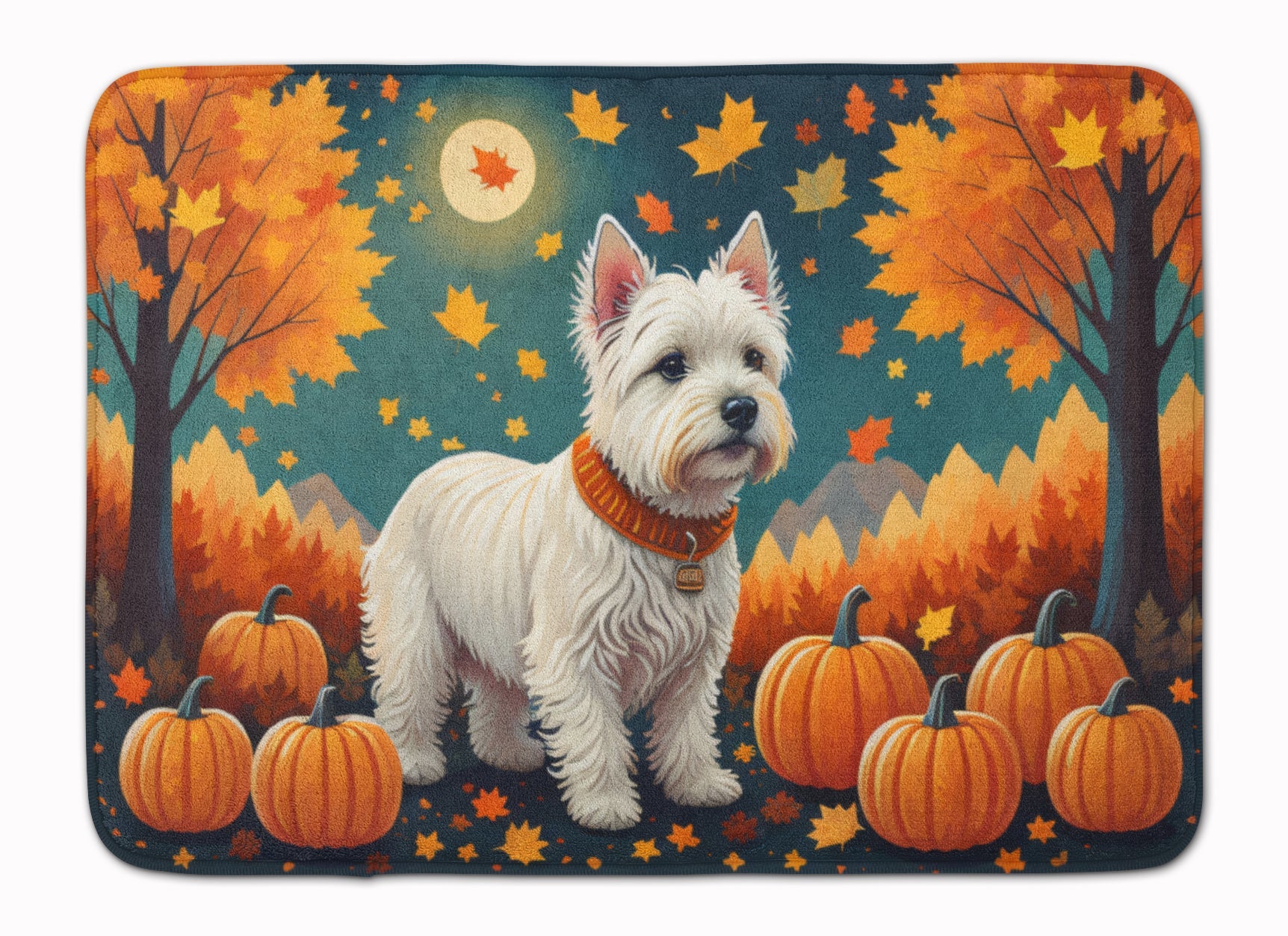 Westie Fall Memory Foam Kitchen Mat Machine Washable Anti-Fatigue Cushion Comfort Bath or Kitchen Rug