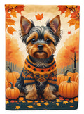 Yorkshire Terrier Fall House Flag 28x40 Porch Sleeve Pole Decorative Outside Yard Banner Artwork Wall Hanging, Polyester