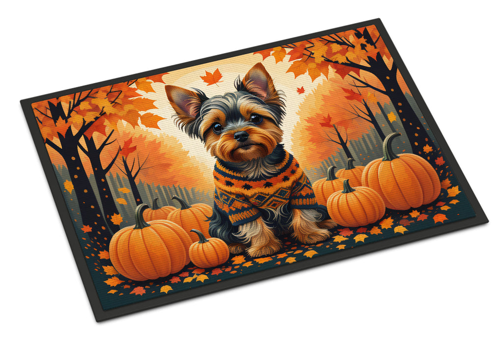 Yorkshire Terrier Fall Doormat Indoor Outdoor 18H X 27W Front Door Mat Rugs for Entryway, Non Slip Washable
