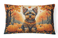 Yorkshire Terrier Fall Decorative Throw Pillow 12x16 Indoor Outdoor Accent Cushion, Fabric Cover with Insert for Sofa, Bed, Porch & Living Room