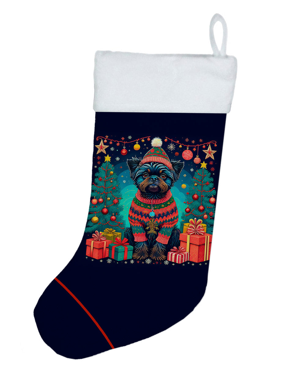 Affenpinscher Christmas Holiday Stocking Double-Sided Print, Polyester Suede,11x18, Made in USA