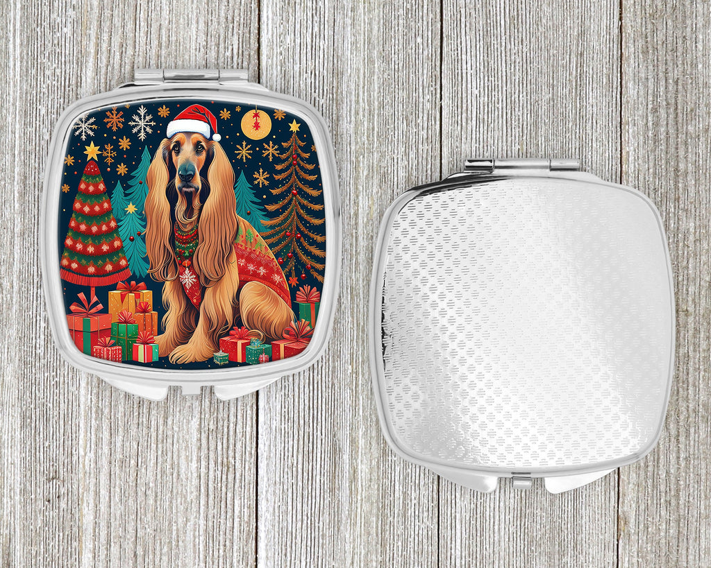 Afghan Hound Christmas Compact Mirror Decorative Travel Makeup Mirror for Women Girls Gifts Pocket Makeup Mirror Folding Handheld
