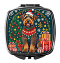 Airedale Terrier Christmas Compact Mirror Decorative Travel Makeup Mirror for Women Girls Gifts Pocket Makeup Mirror Folding Handheld
