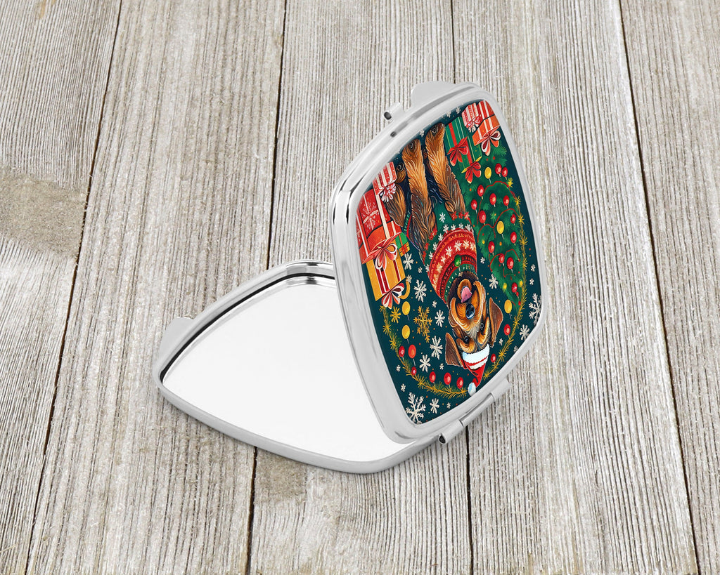 Airedale Terrier Christmas Compact Mirror Decorative Travel Makeup Mirror for Women Girls Gifts Pocket Makeup Mirror Folding Handheld