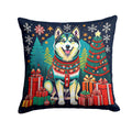 Alaskan Malamute Christmas Decorative Throw Pillow 18x18 Indoor Outdoor Accent Cushion, Fabric Cover with Insert for Sofa, Bed, Porch & Living Room