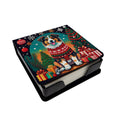 Australian Shepherd Christmas PU Leather Note Paper Holder with Artist-Designed Cover, Desk Accessory, Office Gift