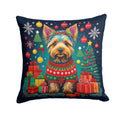 Australian Terrier Christmas Decorative Throw Pillow 14x14 Indoor Outdoor Accent Cushion, Fabric Cover with Insert for Sofa, Bed, Porch & Living Room