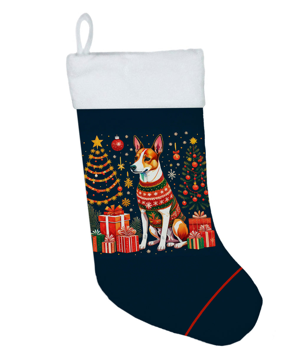 Basenji Christmas Holiday Stocking Double-Sided Print, Polyester Suede,11x18, Made in USA