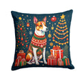 Basenji Christmas Decorative Throw Pillow 18x18 Indoor Outdoor Accent Cushion, Fabric Cover with Insert for Sofa, Bed, Porch & Living Room