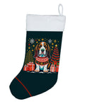 Basset Hound Christmas Holiday Stocking Double-Sided Print, Polyester Suede,11x18, Made in USA