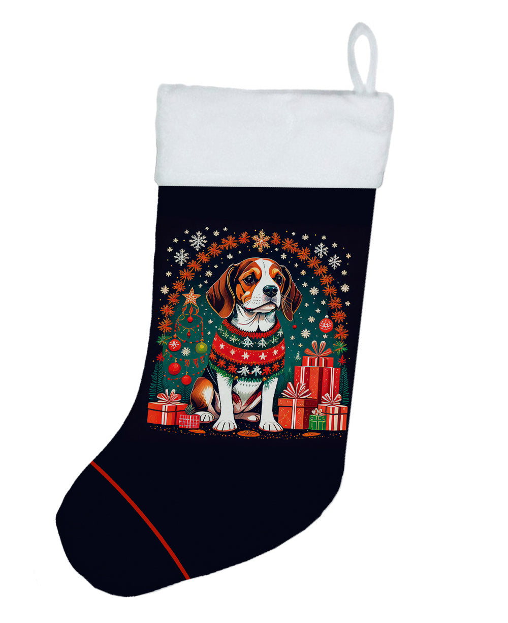 Beagle Christmas Holiday Stocking Double-Sided Print, Polyester Suede,11x18, Made in USA