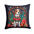 Beagle Christmas Decorative Throw Pillow 18x18 Indoor Outdoor Accent Cushion, Fabric Cover with Insert for Sofa, Bed, Porch & Living Room