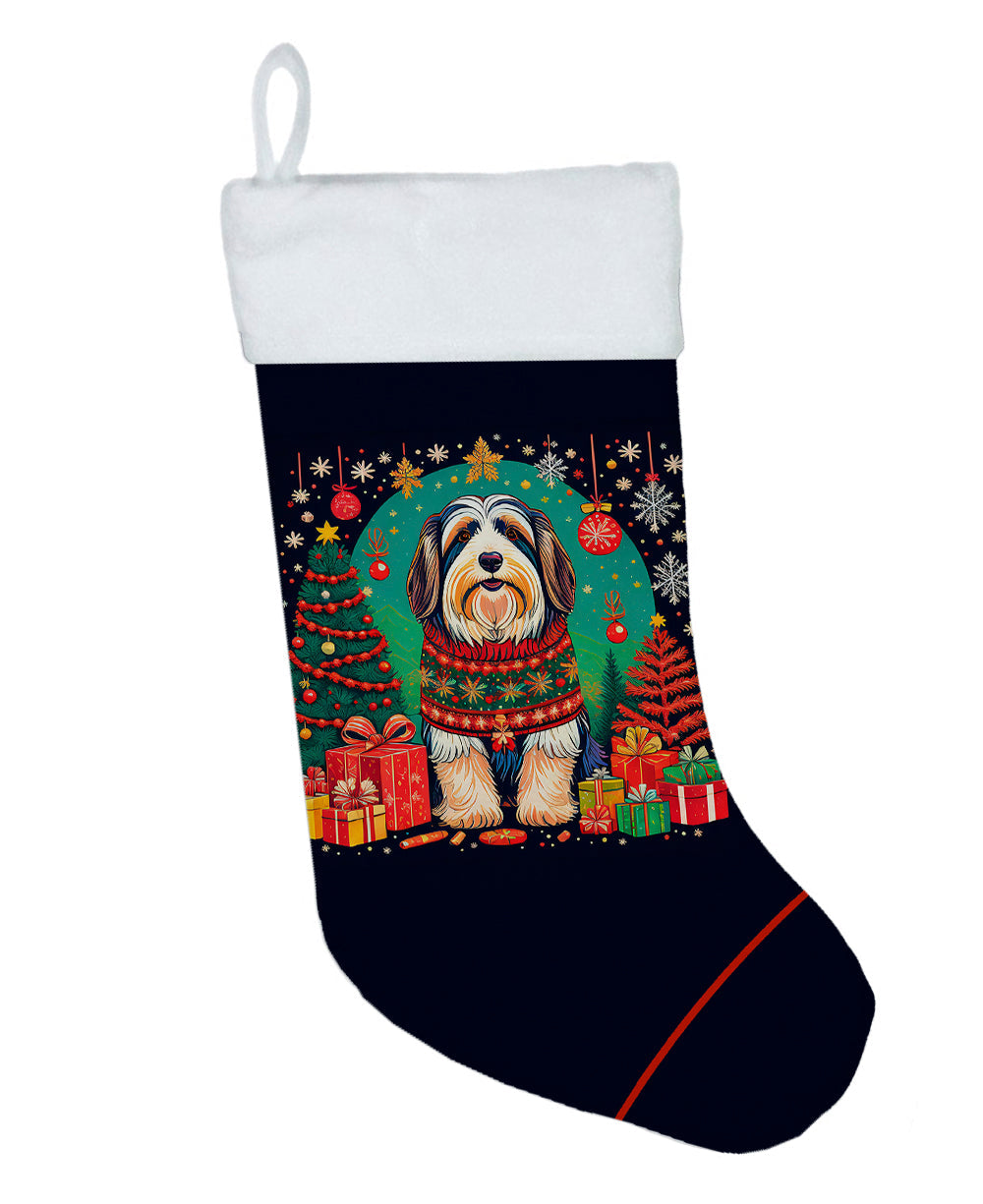 Bearded Collie Christmas Holiday Stocking Double-Sided Print, Polyester Suede,11x18, Made in USA