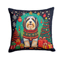 Bearded Collie Christmas Decorative Throw Pillow 18x18 Indoor Outdoor Accent Cushion, Fabric Cover with Insert for Sofa, Bed, Porch & Living Room