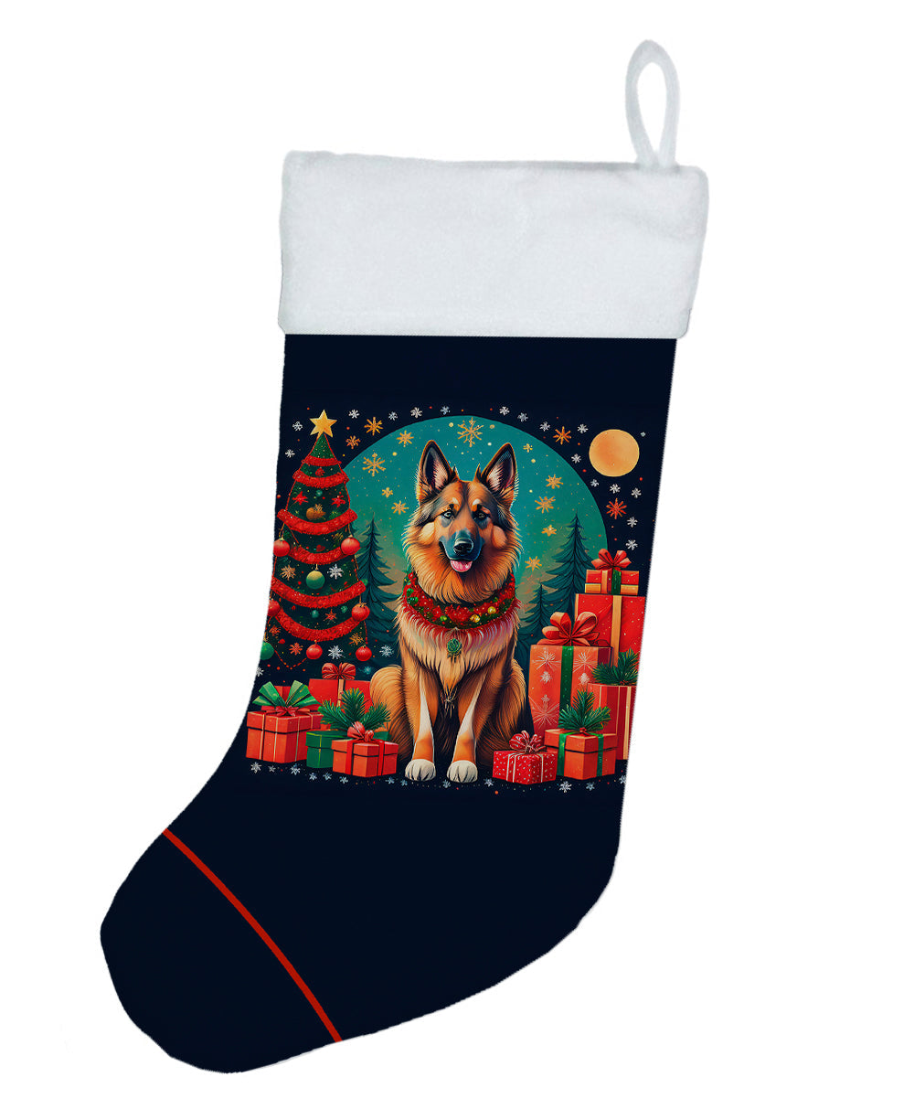 Belgian Tervuren Christmas Holiday Stocking Double-Sided Print, Polyester Suede,11x18, Made in USA