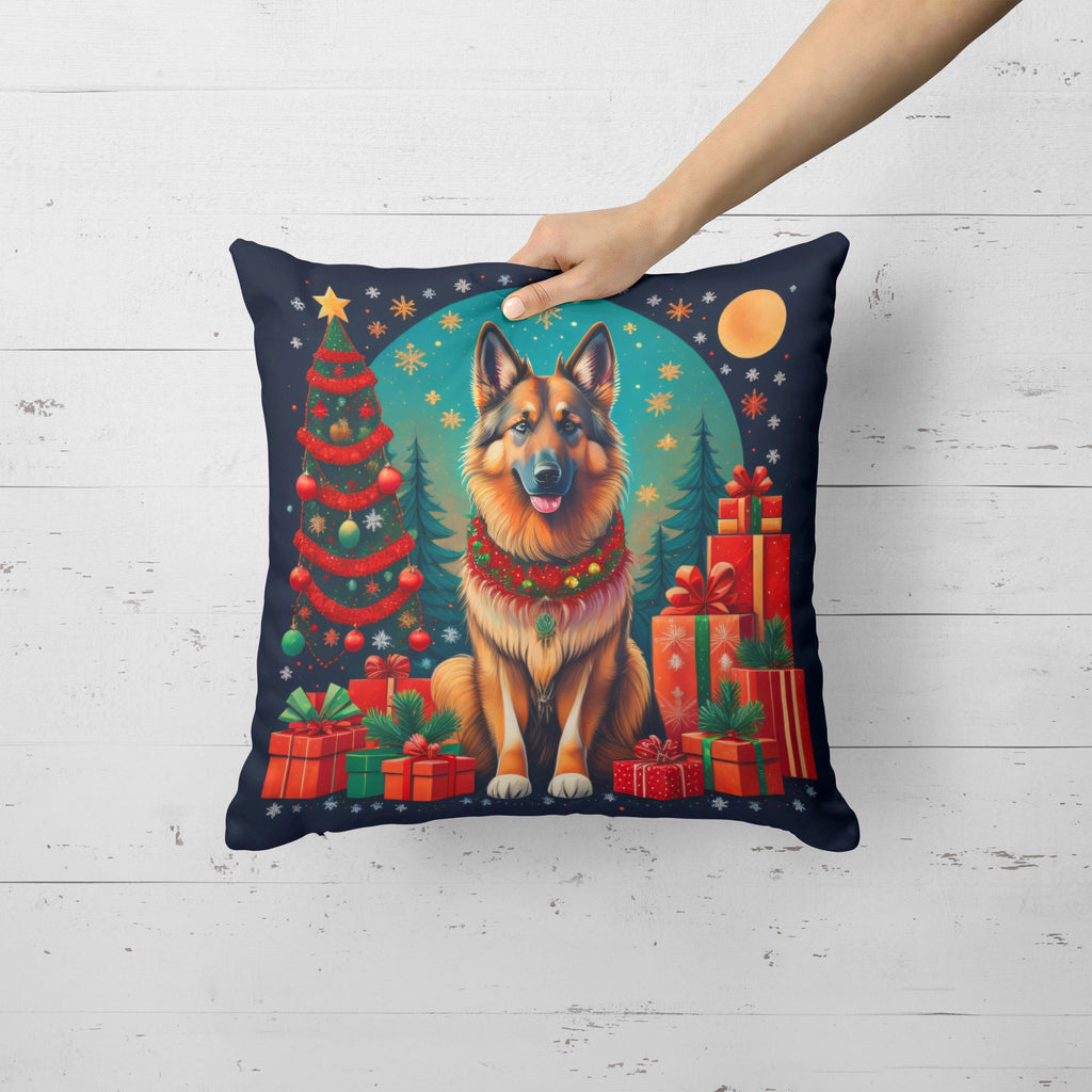 Belgian Tervuren Christmas Decorative Throw Pillow 14x14 Indoor Outdoor Accent Cushion, Fabric Cover with Insert for Sofa, Bed, Porch & Living Room