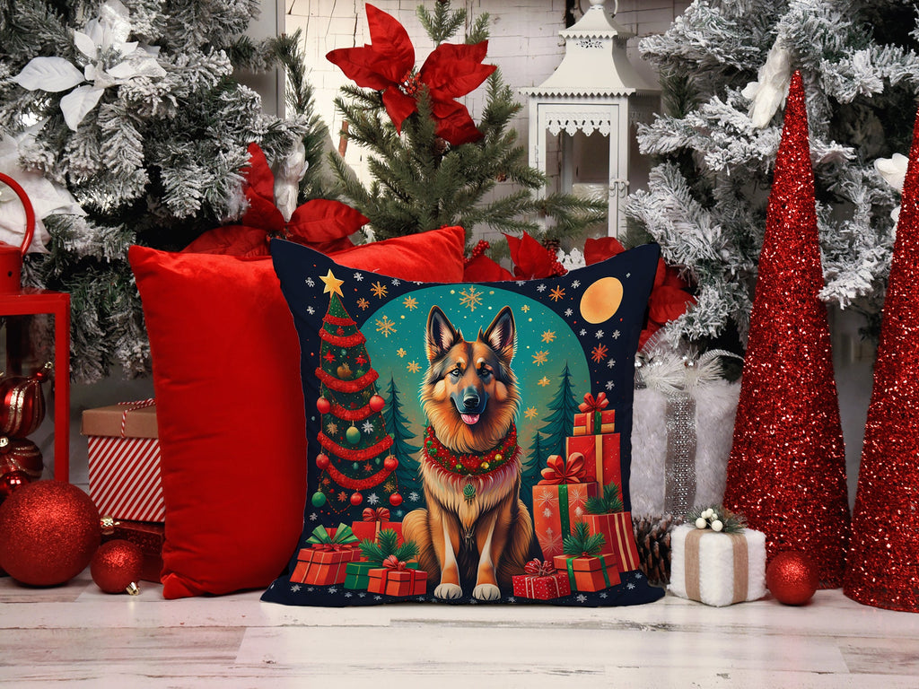 Belgian Tervuren Christmas Decorative Throw Pillow 14x14 Indoor Outdoor Accent Cushion, Fabric Cover with Insert for Sofa, Bed, Porch & Living Room