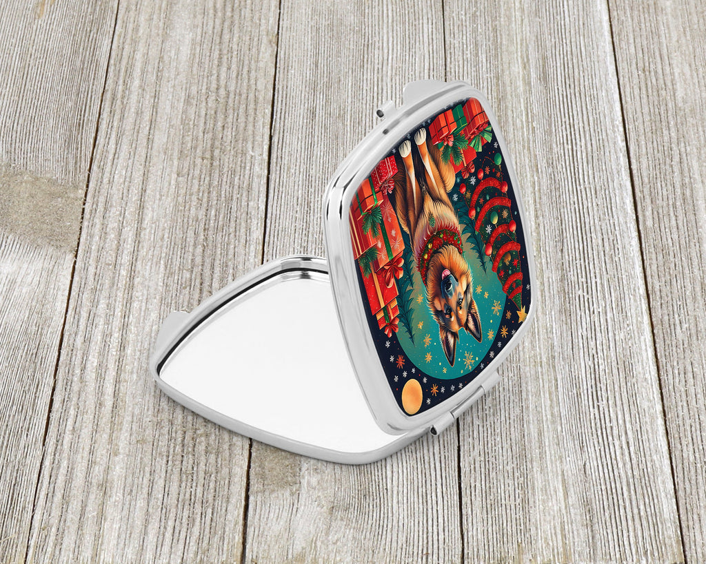Belgian Tervuren Christmas Compact Mirror Decorative Travel Makeup Mirror for Women Girls Gifts Pocket Makeup Mirror Folding Handheld