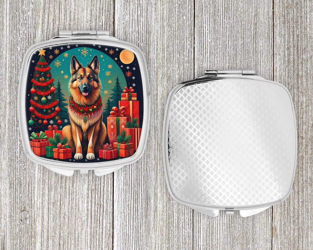 Belgian Tervuren Christmas Compact Mirror Decorative Travel Makeup Mirror for Women Girls Gifts Pocket Makeup Mirror Folding Handheld