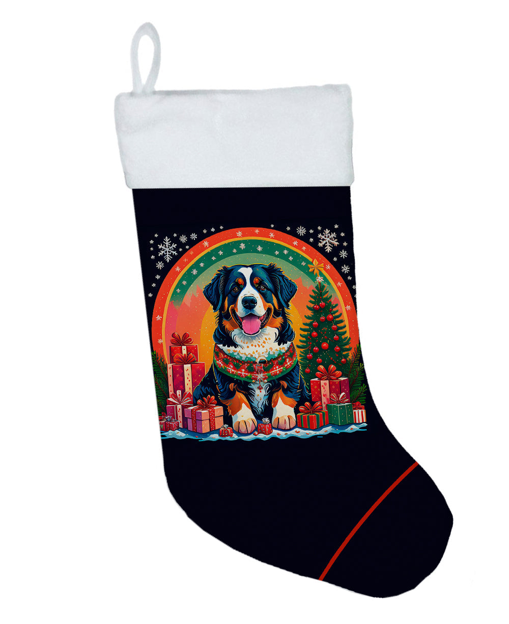 Bernese Mountain Dog Christmas Holiday Stocking Double-Sided Print, Polyester Suede,11x18, Made in USA