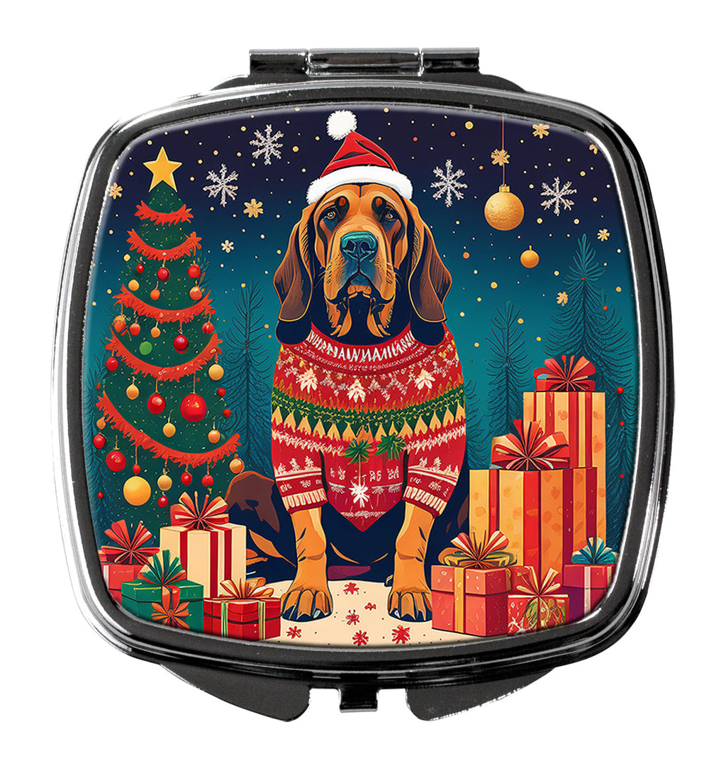 Bloodhound Christmas Compact Mirror Decorative Travel Makeup Mirror for Women Girls Gifts Pocket Makeup Mirror Folding Handheld