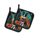 Border Collie Christmas Pot Holder Set of 2 Heat Resistant Quilted Hot Pads 7.5 x 7.5 Inch, Insulated Kitchen Trivets for Cooking & Baking