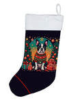 Boston Terrier Christmas Holiday Stocking Double-Sided Print, Polyester Suede,11x18, Made in USA