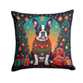 Boston Terrier Christmas Decorative Throw Pillow 18x18 Indoor Outdoor Accent Cushion, Fabric Cover with Insert for Sofa, Bed, Porch & Living Room