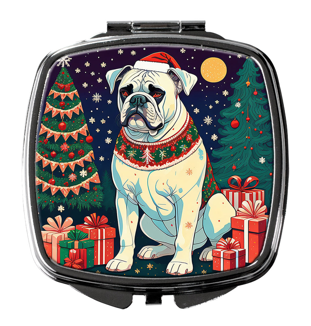 White Boxer Christmas Compact Mirror Decorative Travel Makeup Mirror for Women Girls Gifts Pocket Makeup Mirror Folding Handheld