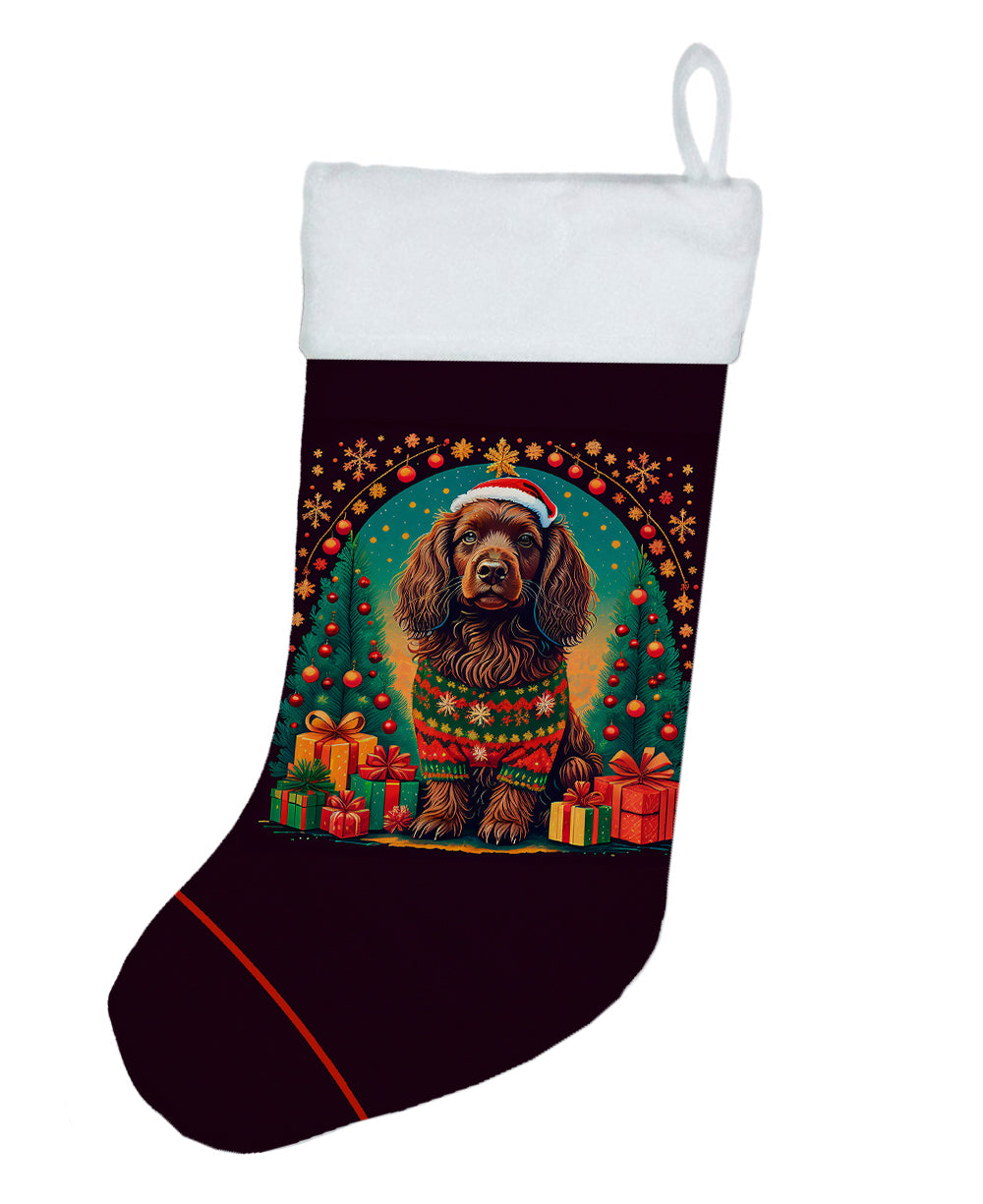 Boykin Spaniel Christmas Holiday Stocking Double-Sided Print, Polyester Suede,11x18, Made in USA