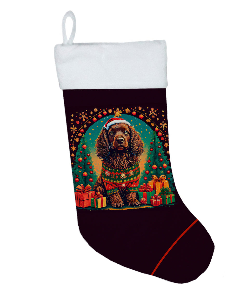 Boykin Spaniel Christmas Holiday Stocking Double-Sided Print, Polyester Suede,11x18, Made in USA
