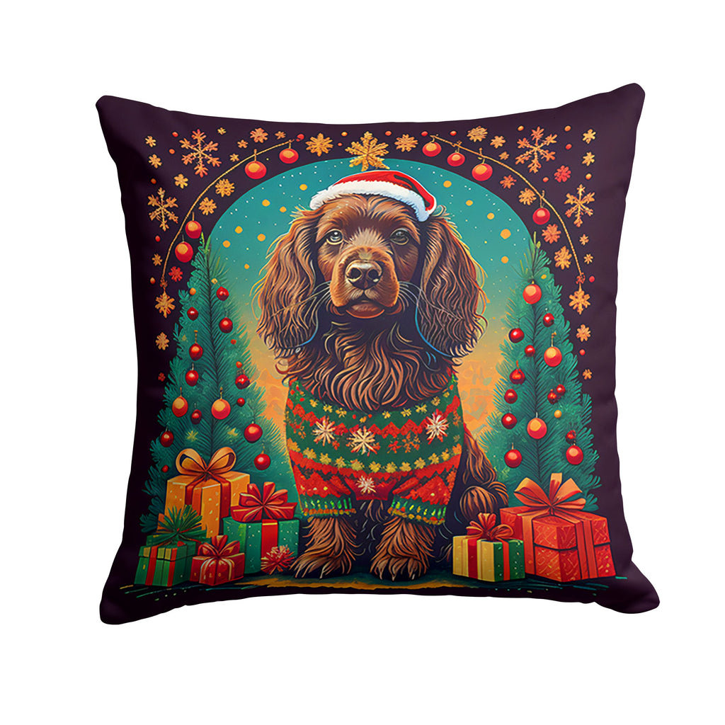 Boykin Spaniel Christmas Decorative Throw Pillow 18x18 Indoor Outdoor Accent Cushion, Fabric Cover with Insert for Sofa, Bed, Porch & Living Room