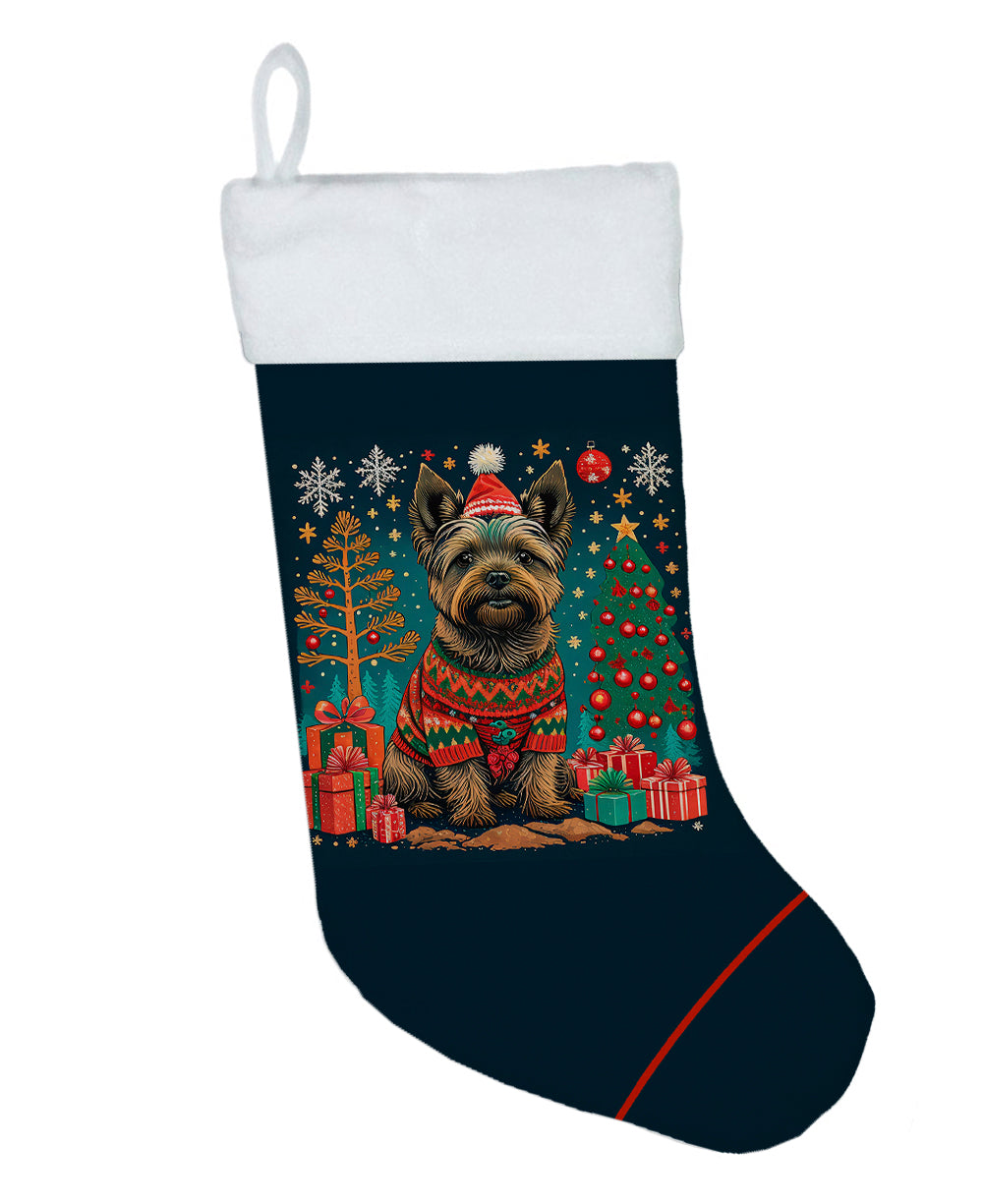 Cairn Terrier Christmas Holiday Stocking Double-Sided Print, Polyester Suede,11x18, Made in USA