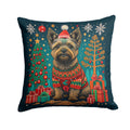 Cairn Terrier Christmas Decorative Throw Pillow 14x14 Indoor Outdoor Accent Cushion, Fabric Cover with Insert for Sofa, Bed, Porch & Living Room