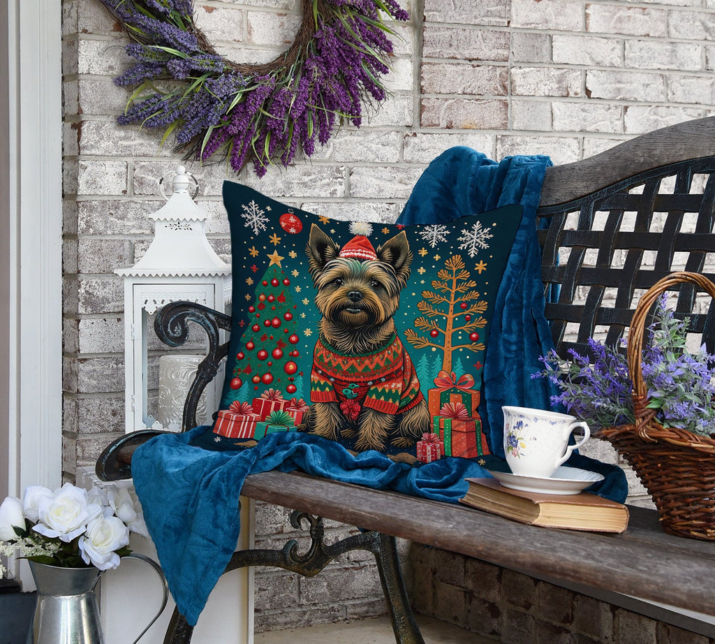 Cairn Terrier Christmas Decorative Throw Pillow 18x18 Indoor Outdoor Accent Cushion, Fabric Cover with Insert for Sofa, Bed, Porch & Living Room